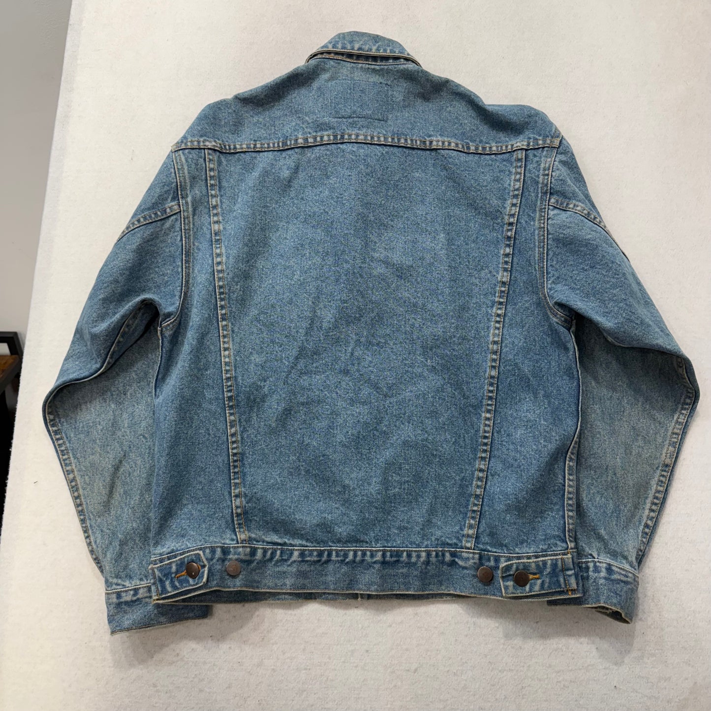Haleman Men's Medium Blue Denim Button Up Trucker Jacket Snap Flap Pocket Size S