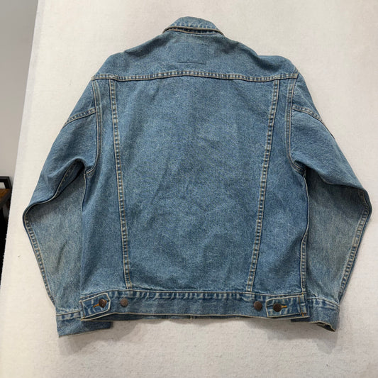 Haleman Men's Medium Blue Denim Button Up Trucker Jacket Snap Flap Pocket Size S