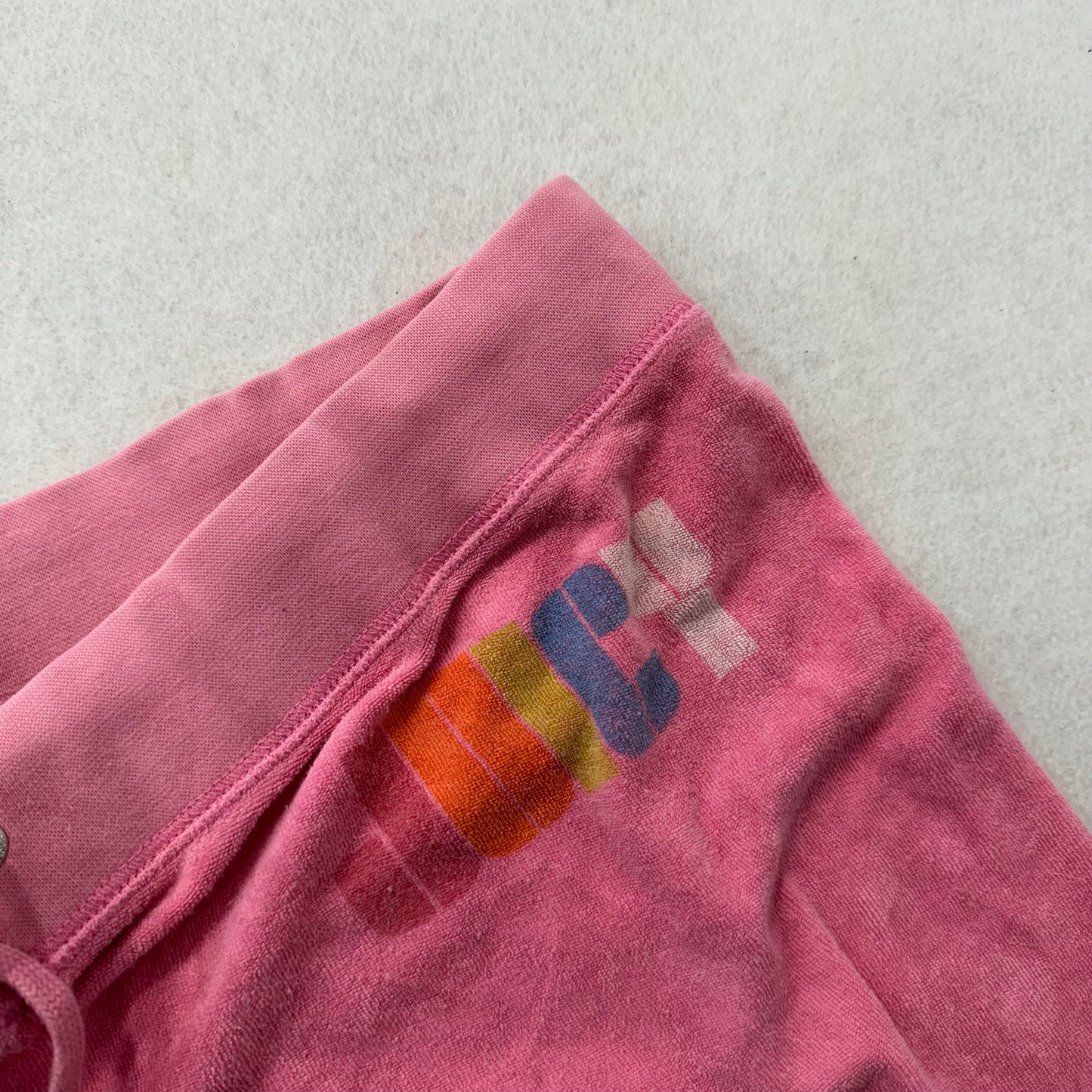 Vintage Juicy Couture pink terry cloth flare capri pants size L
