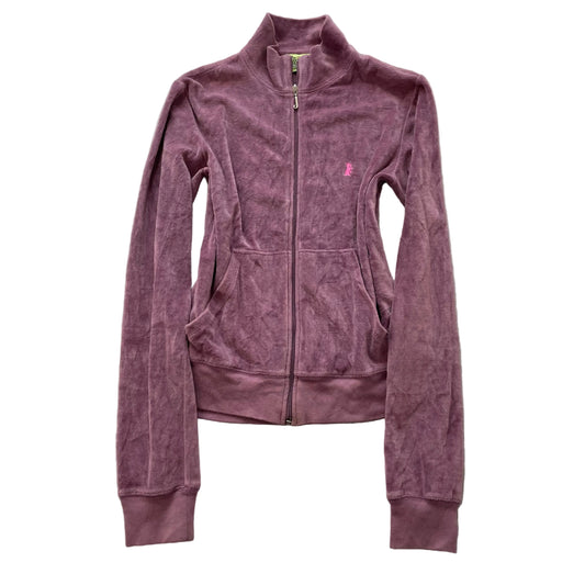2003 Vintage Juicy Couture Women's Purple Velour Zip-Up Track Jacket Y2k Size L