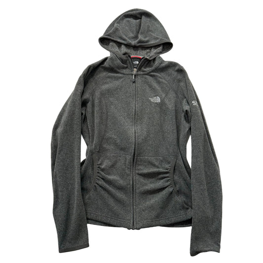 The North Face Women's Gray Glacier Full Zip Hoodie Ruched Pockets Logo Size S
