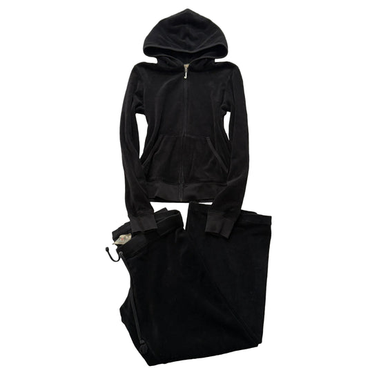 2003 Vintage Juicy Couture Women's Black Terrycloth Capri Sets Loungewear Size M