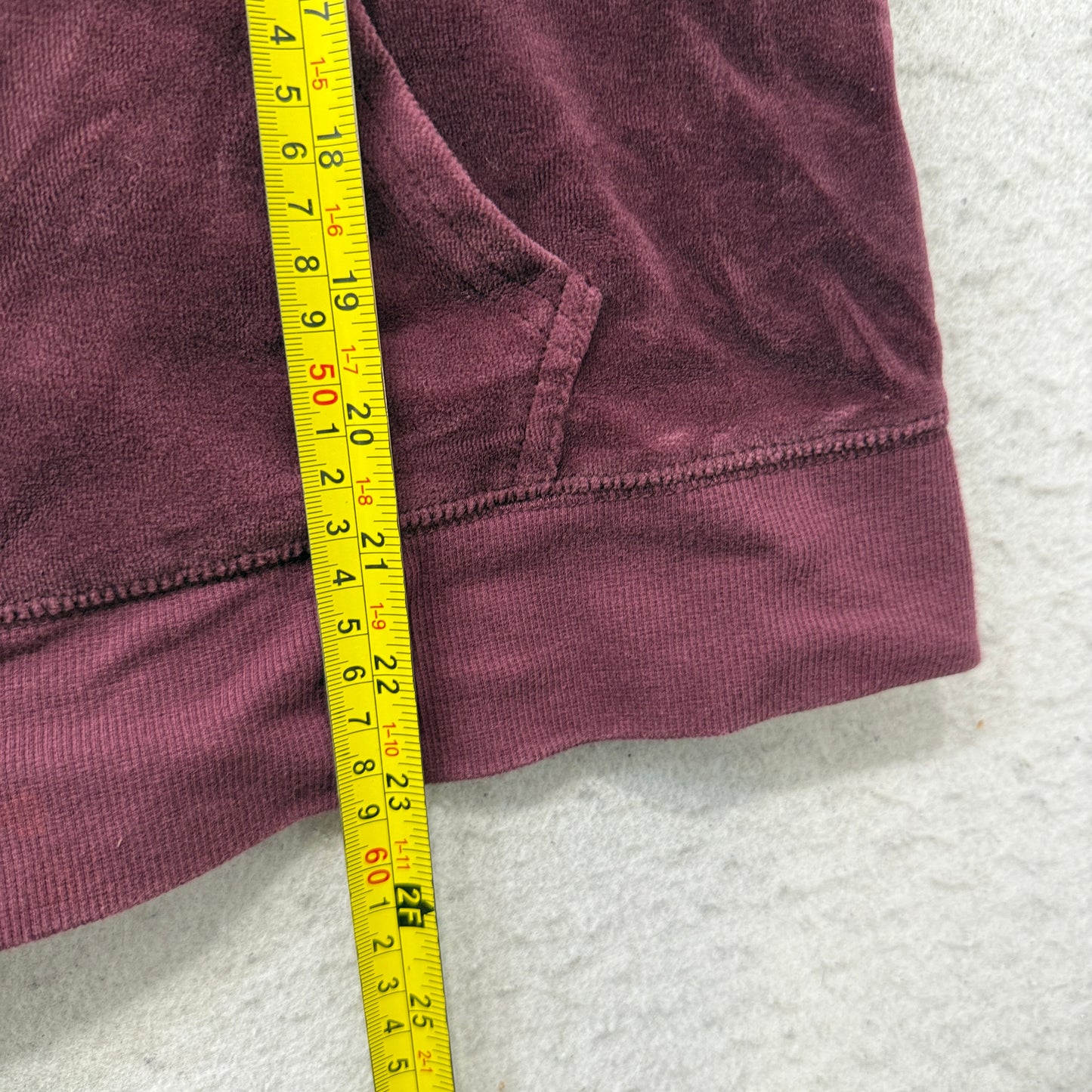 Vintage Juicy Couture Women's Burgundy Velour Zip-Up Hoodie Drawstring Size L