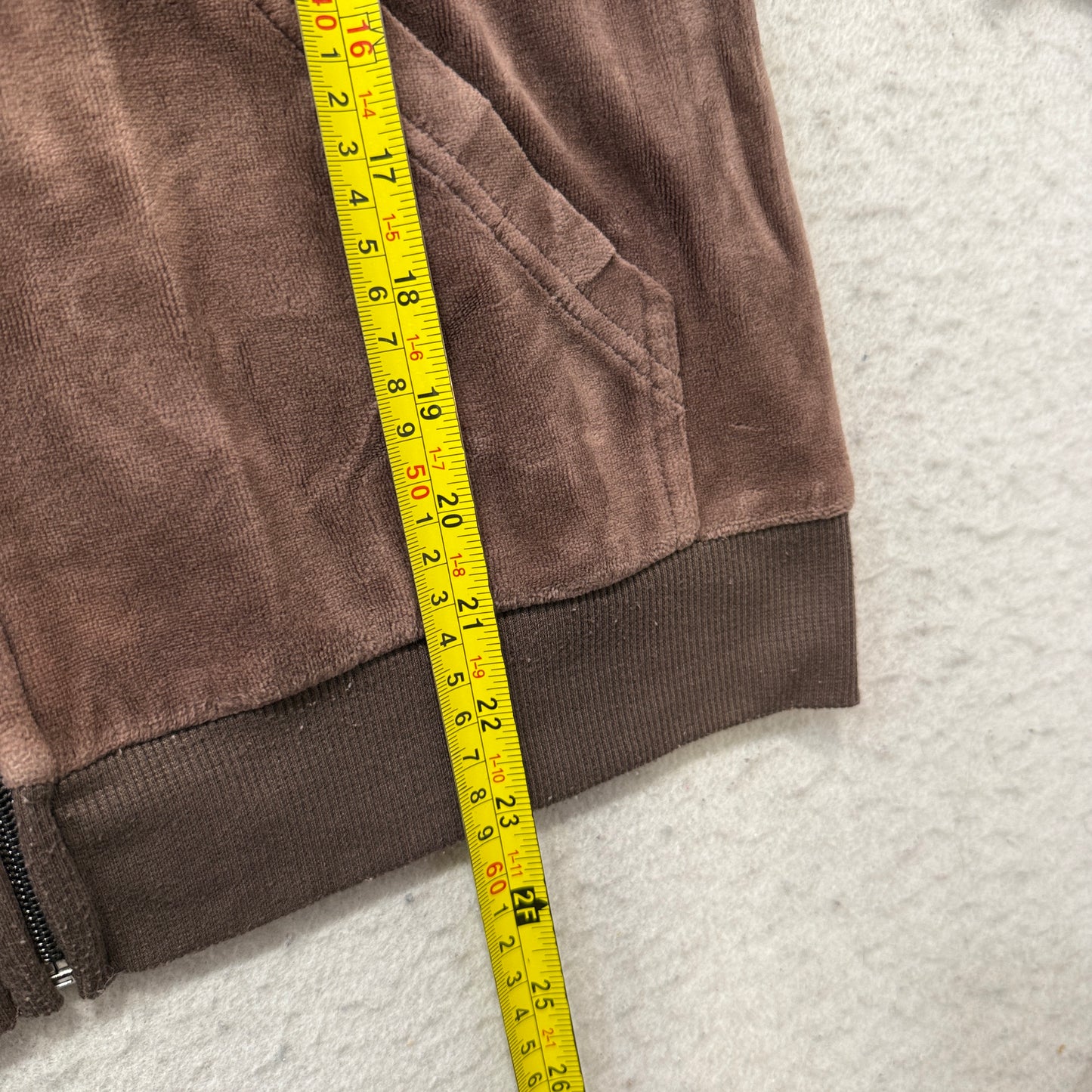Juicy Couture Women's Brown Velour Full Zip Hoodie Pockets Loungewear Y2K Size M