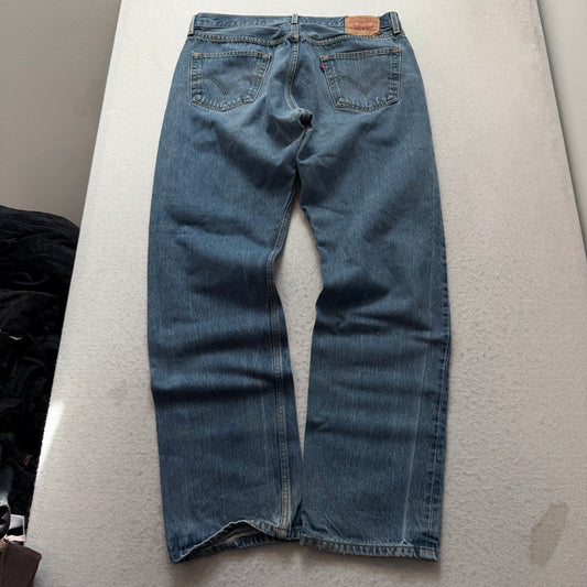 Levi's 501xx Mens Blue Cotton Denim Straight Jeans Button Fly Classic Size 38x36