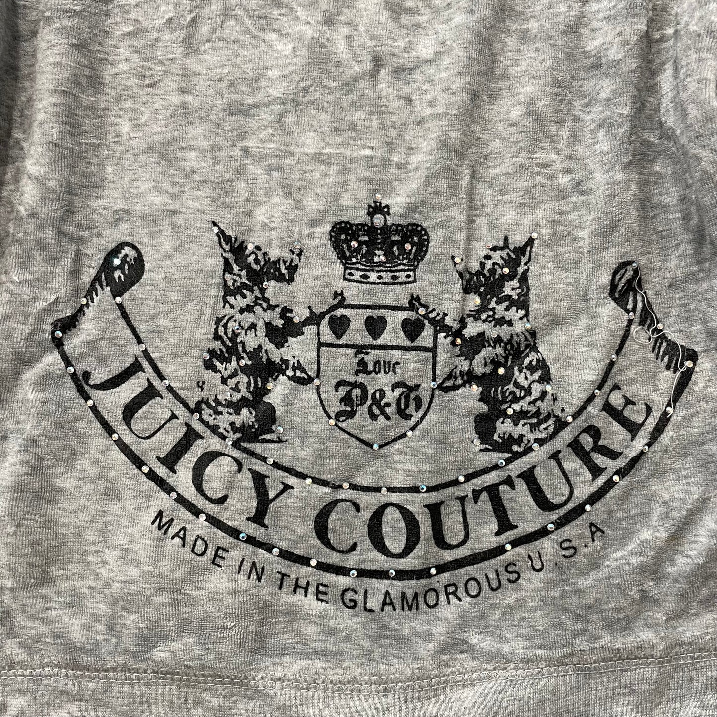 Vintage Juicy Couture Scottie Dogs Womens Gray Velour Hoodie Rhinestones Size S