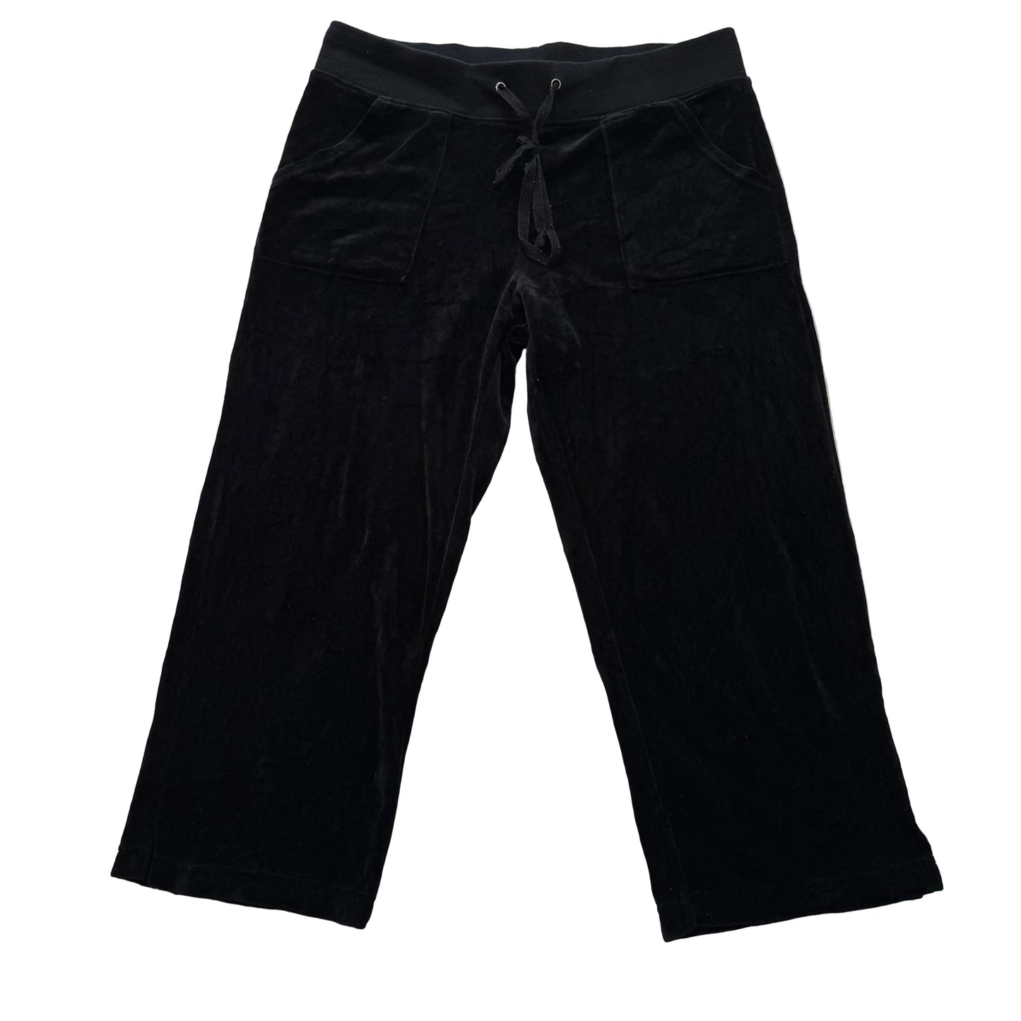 2003 Vintage Juicy Couture Women's Jet Black Velour Capris Pants Pockets Size M