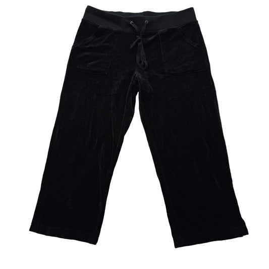 2003 Vintage Juicy Couture Women's Jet Black Velour Capris Pants Pockets Size M