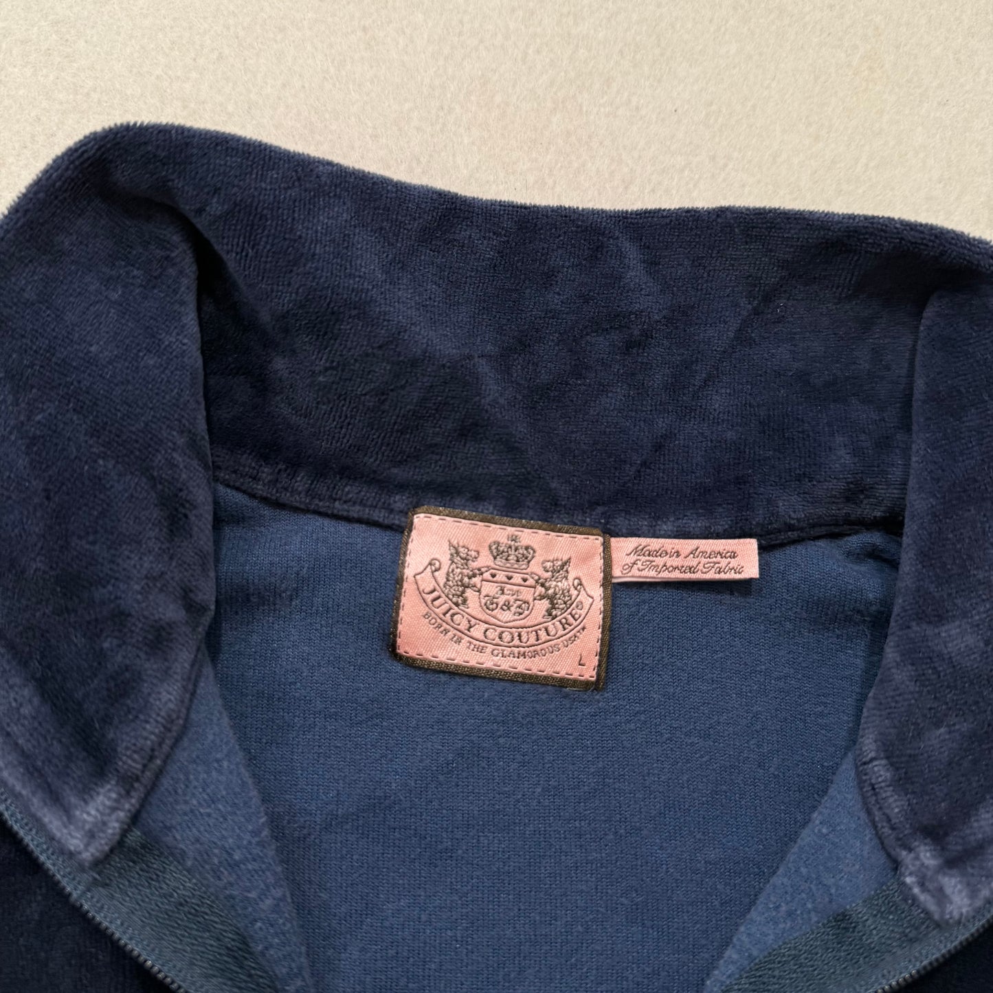 Vintage Juicy Couture navy velour full zip hoodie size L