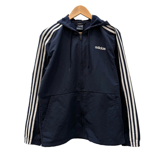 Adidas Men's Navy Full Zip Track Jacket Hooded Pockets Elasticated Cuffs Size M