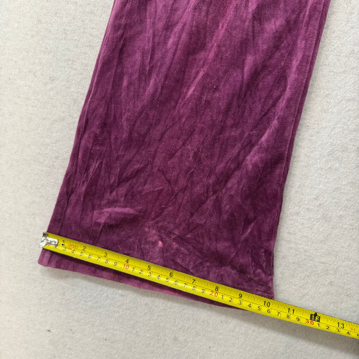 Juicy Couture Women's Plum Velour Flared Track Pant Back Flap Pockets Size M