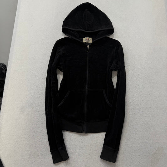 2003 Juicy Couture “Scottie Dog” Black Velour Tracksuit Set Hoodie & Pant Size M