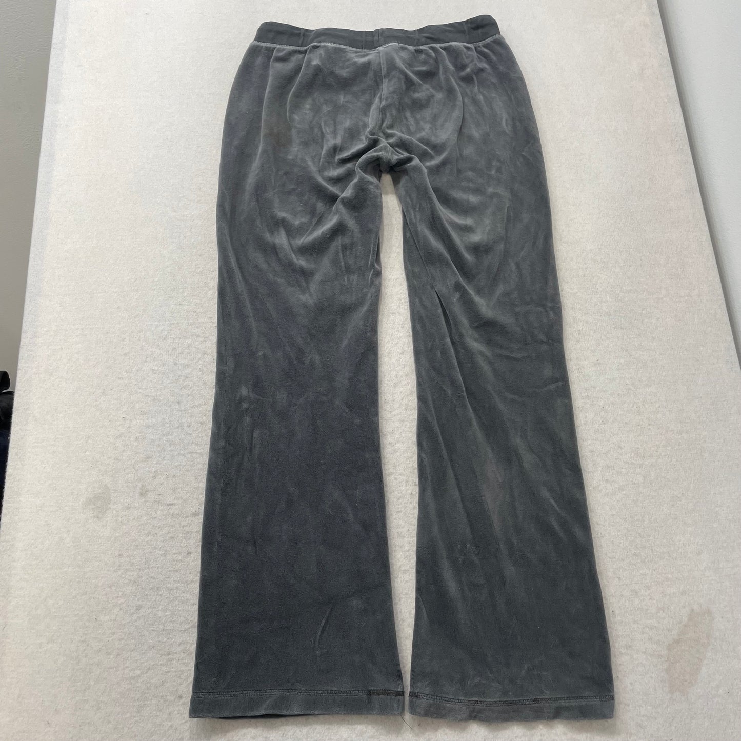 Vintage Juicy Couture Women's Charcoal Gray Velour Flared Track Pant Logo Size S