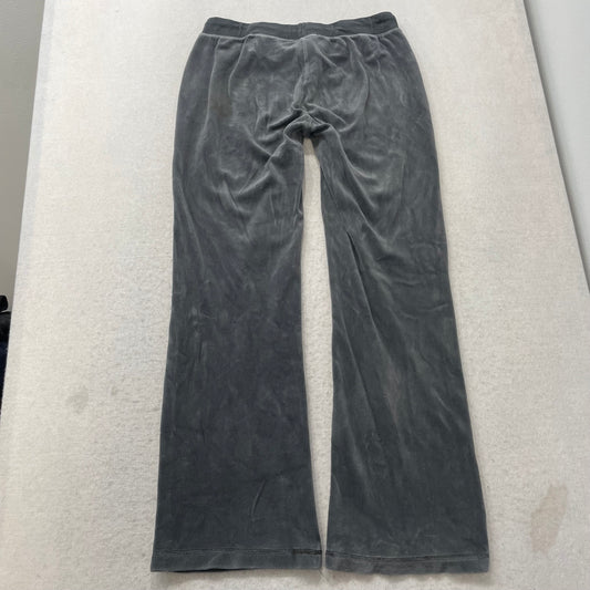 Vintage Juicy Couture Women's Charcoal Gray Velour Flared Track Pant Logo Size S
