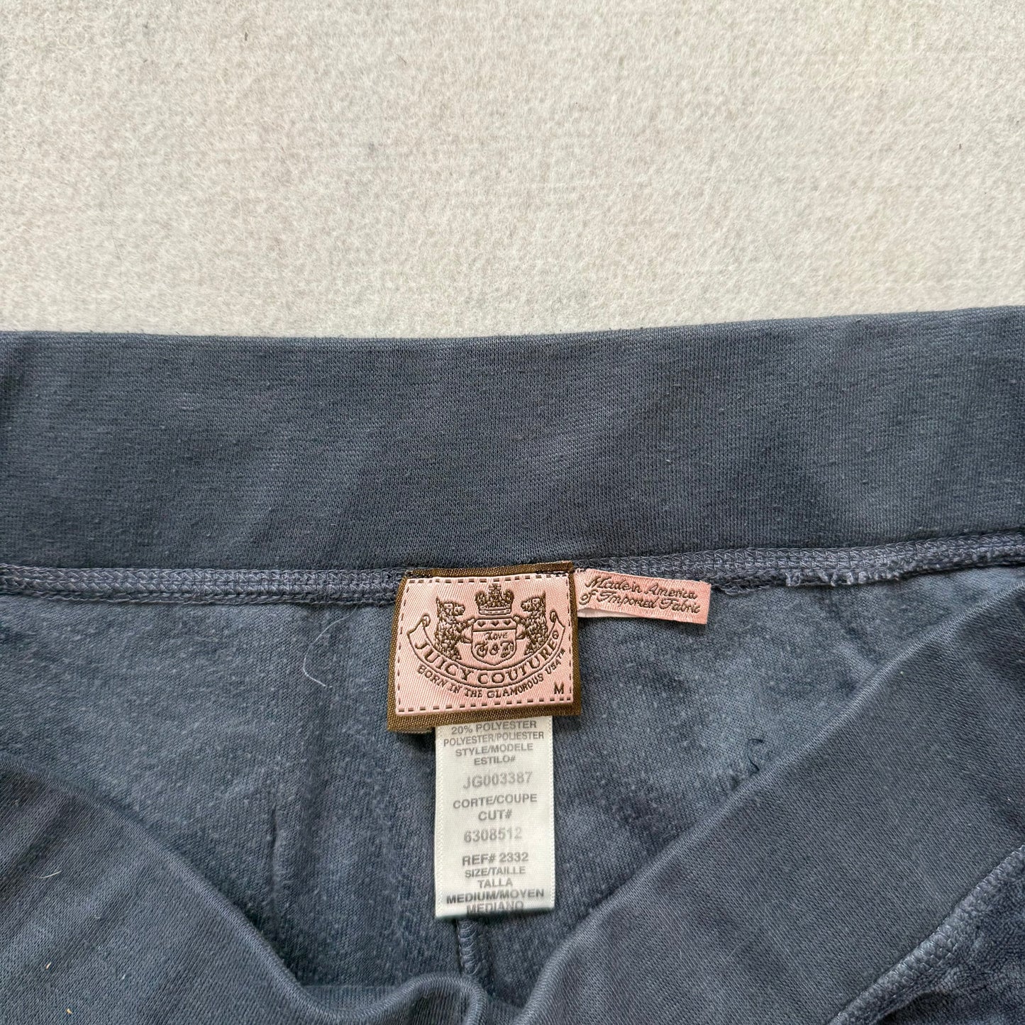 Juicy Couture Women's Navy Velour Flared Wide Leg Track Pant Pockets Y2K Size M