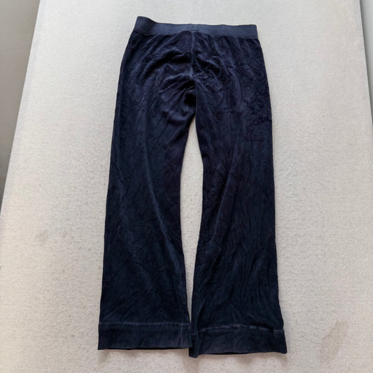 Juicy Couture Women's Navy Blue Velour Flared Track Pant Loungewear Y2K Size 14
