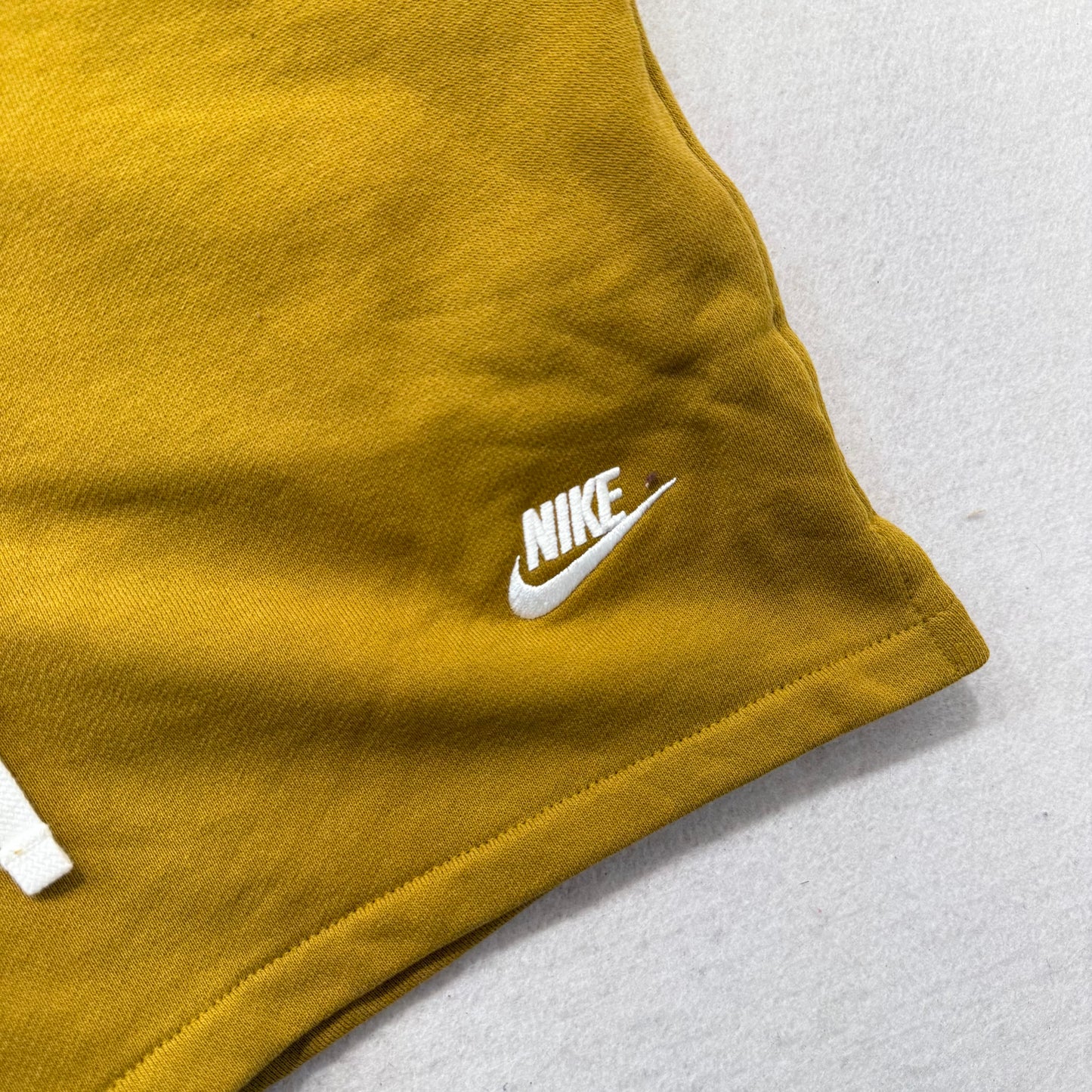 Nike Mustard Yellow Terry Cloth Drawstring Shorts Back Pocket