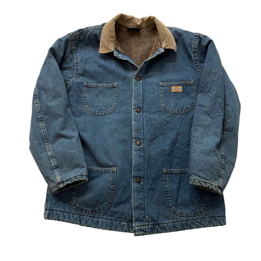 Dickies Blue Denim Chore Jacket Corduroy Collar Blanket Lined Workwear Size XL