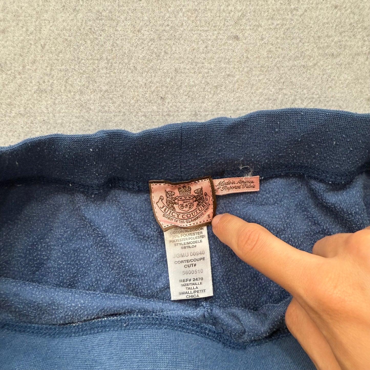Vintage Juicy Couture Women's Navy Velour Flared Track Pants Drawstring Size S