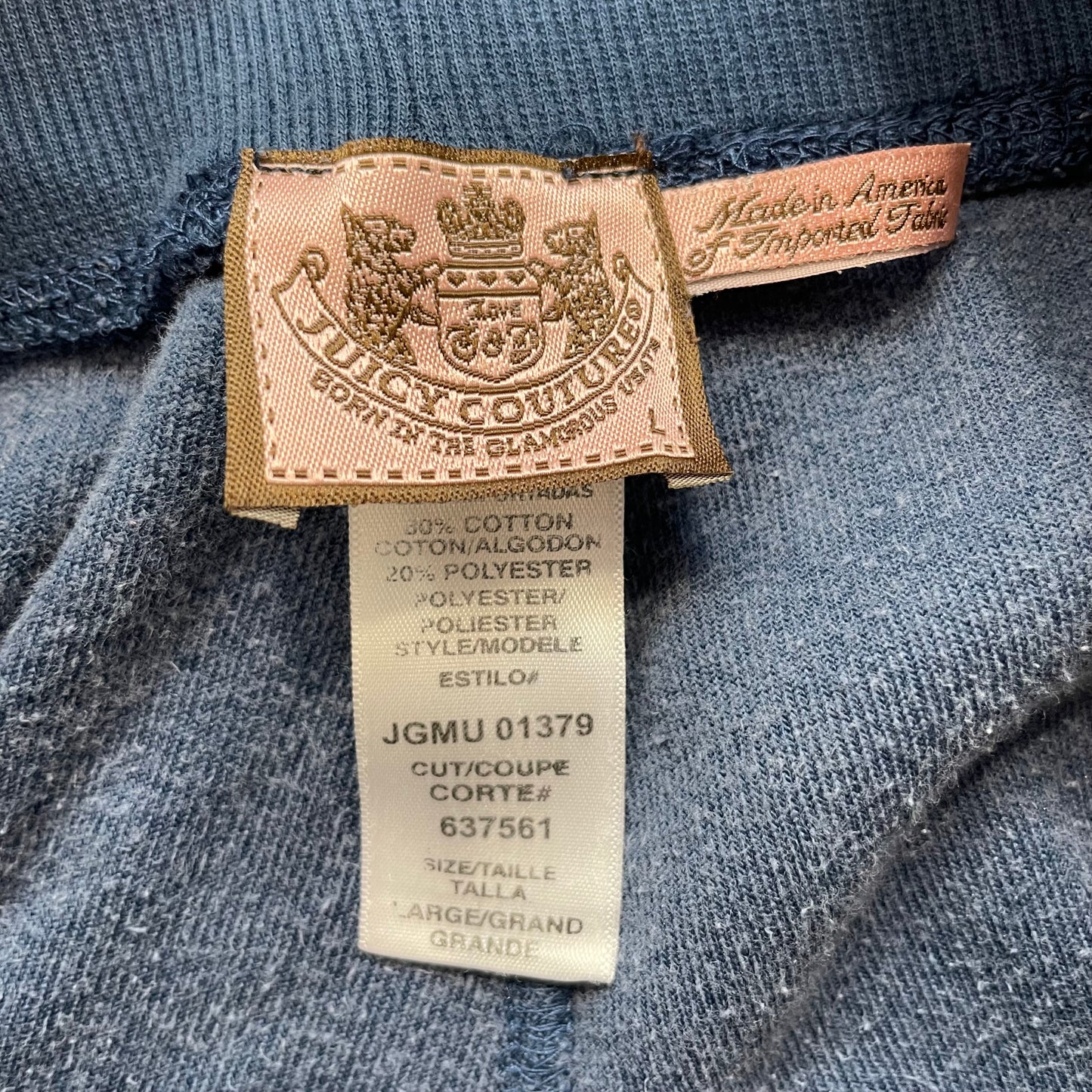 Vintage Juicy Couture Womens Slate Blue Velour Flared Track Pant Low Rise Size L
