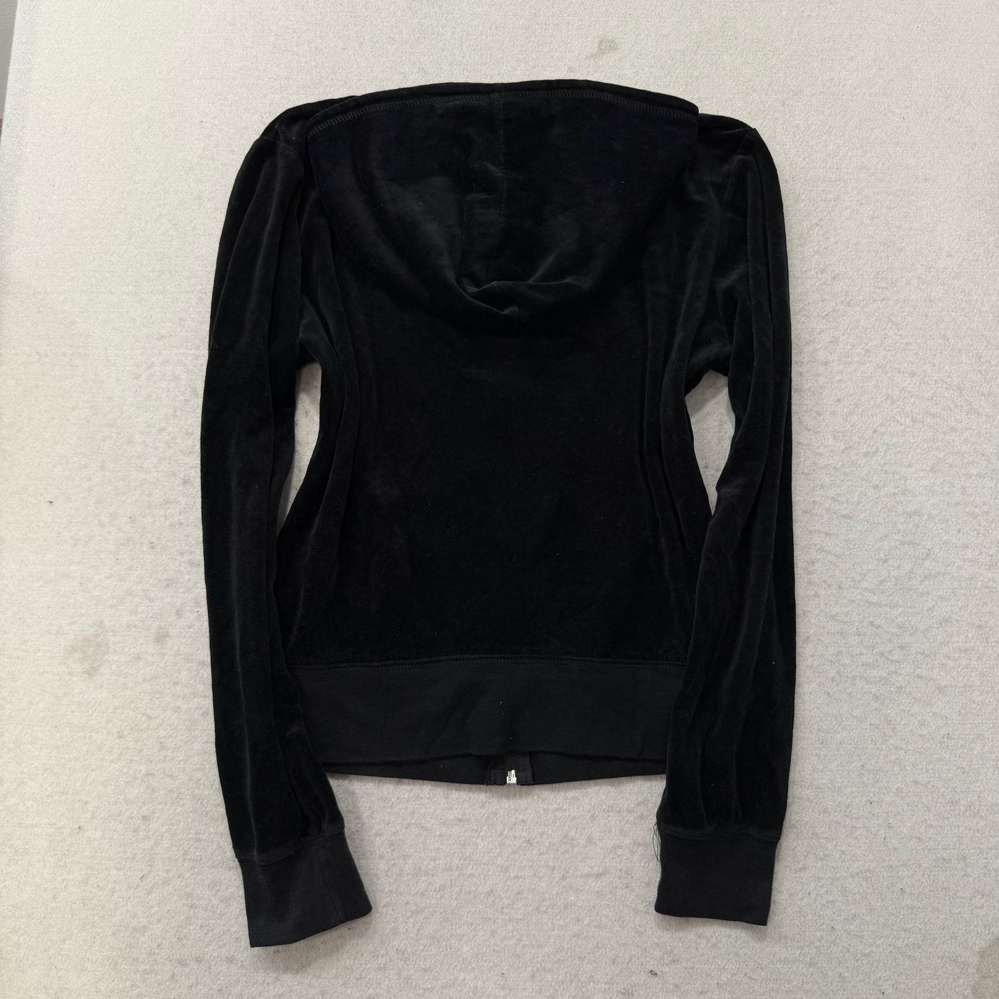 Vintage Juicy Couture Women Black Velour Tracksuit Sets Hoodie & Pant Y2k Size S