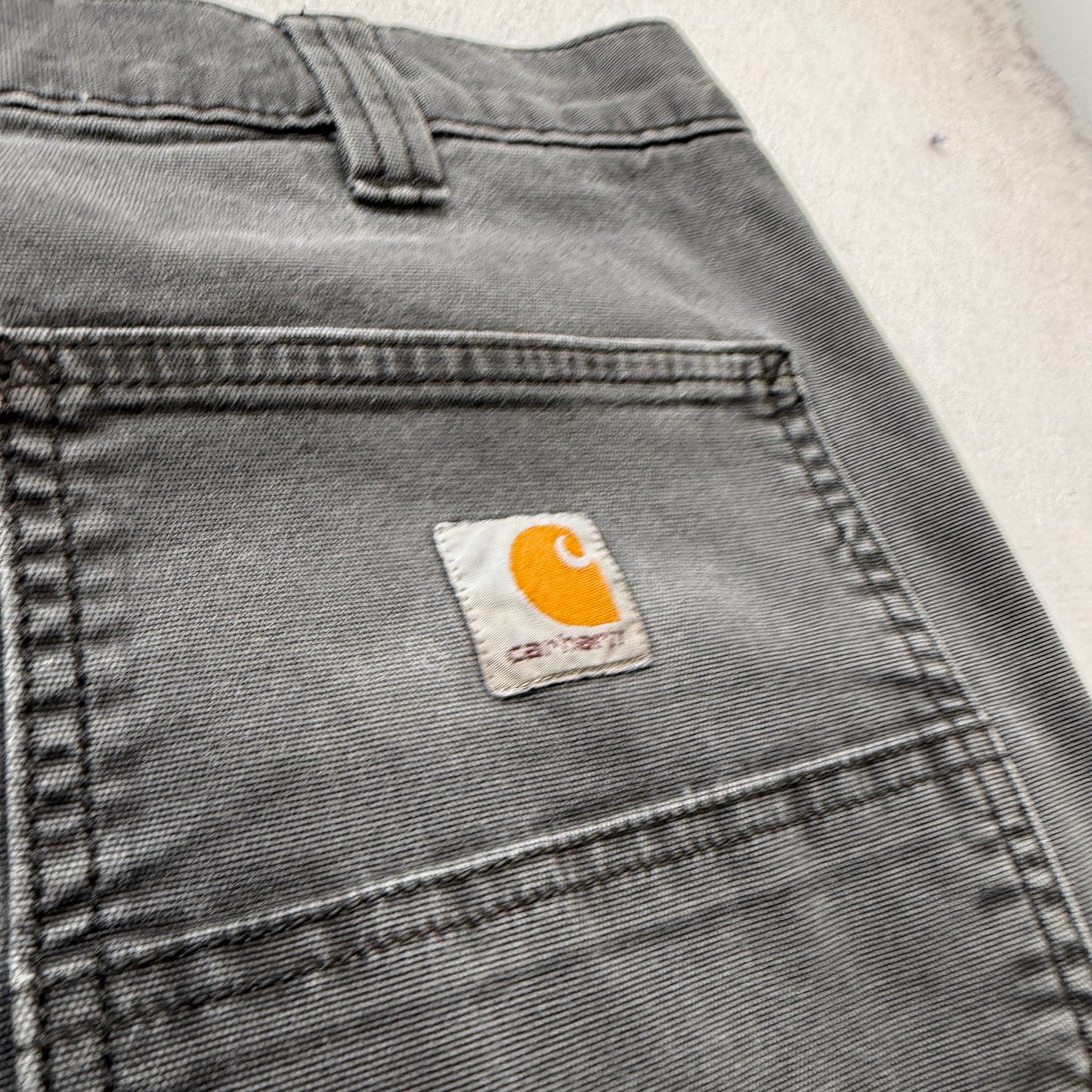 Carhartt Men's Dark Grey Denim Jeans Relaxed Fit Zip-Fly Pockets Logo Size 40x30