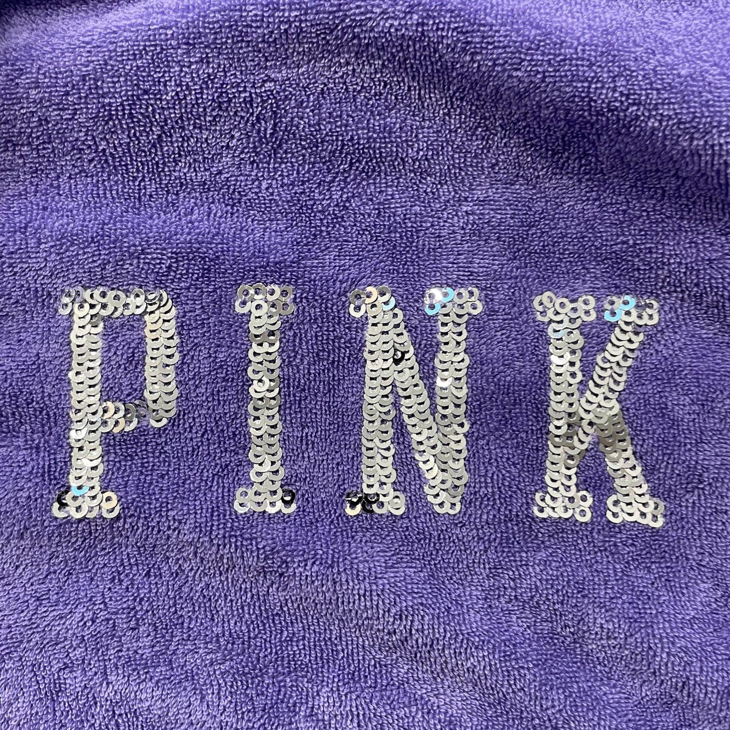 Victoria's Secret PINK Women Purple Velour Zip-Up Hoodie Sequin Logo Y2k Size L
