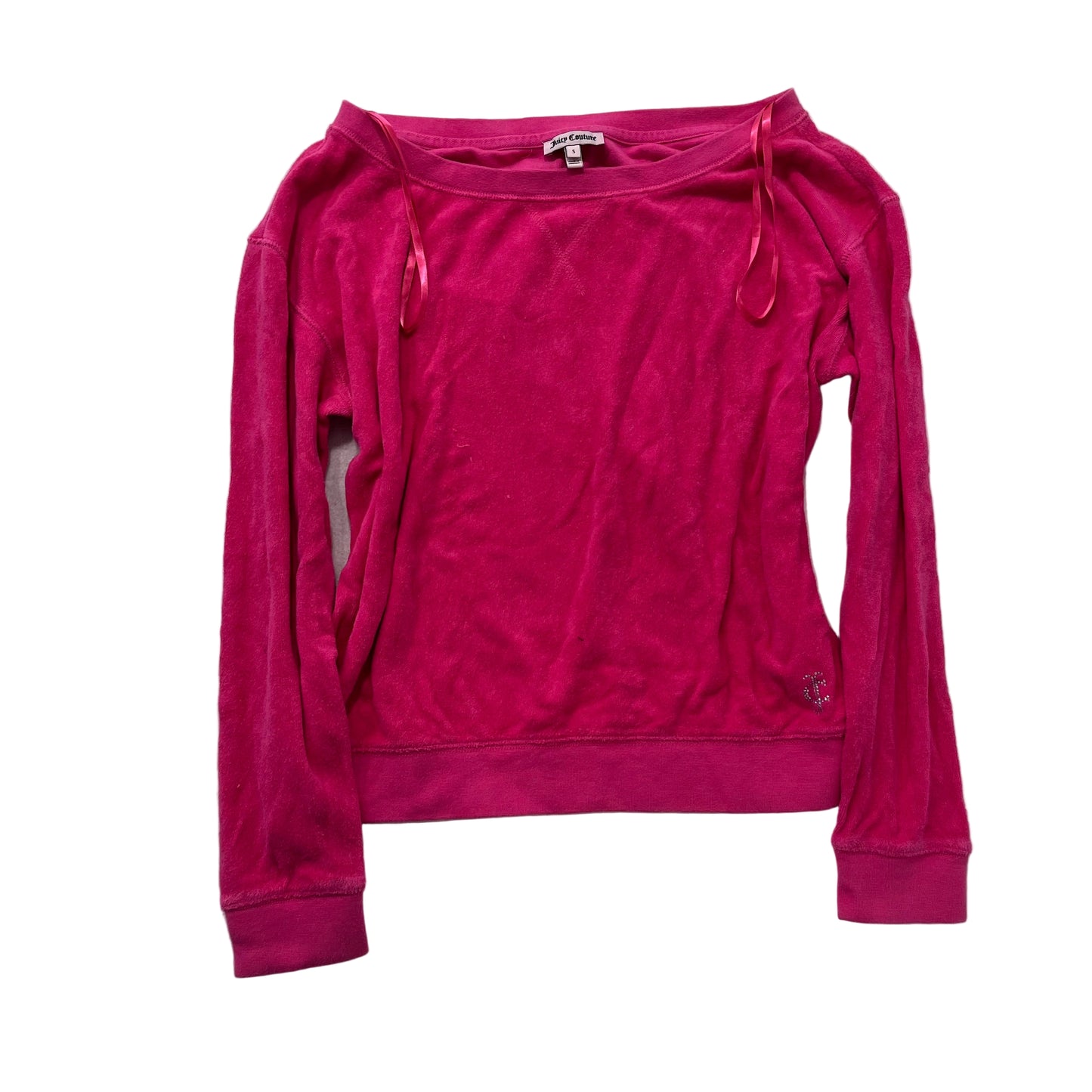 Vintage Juicy Couture pink off-the-shoulder terry shirt size S