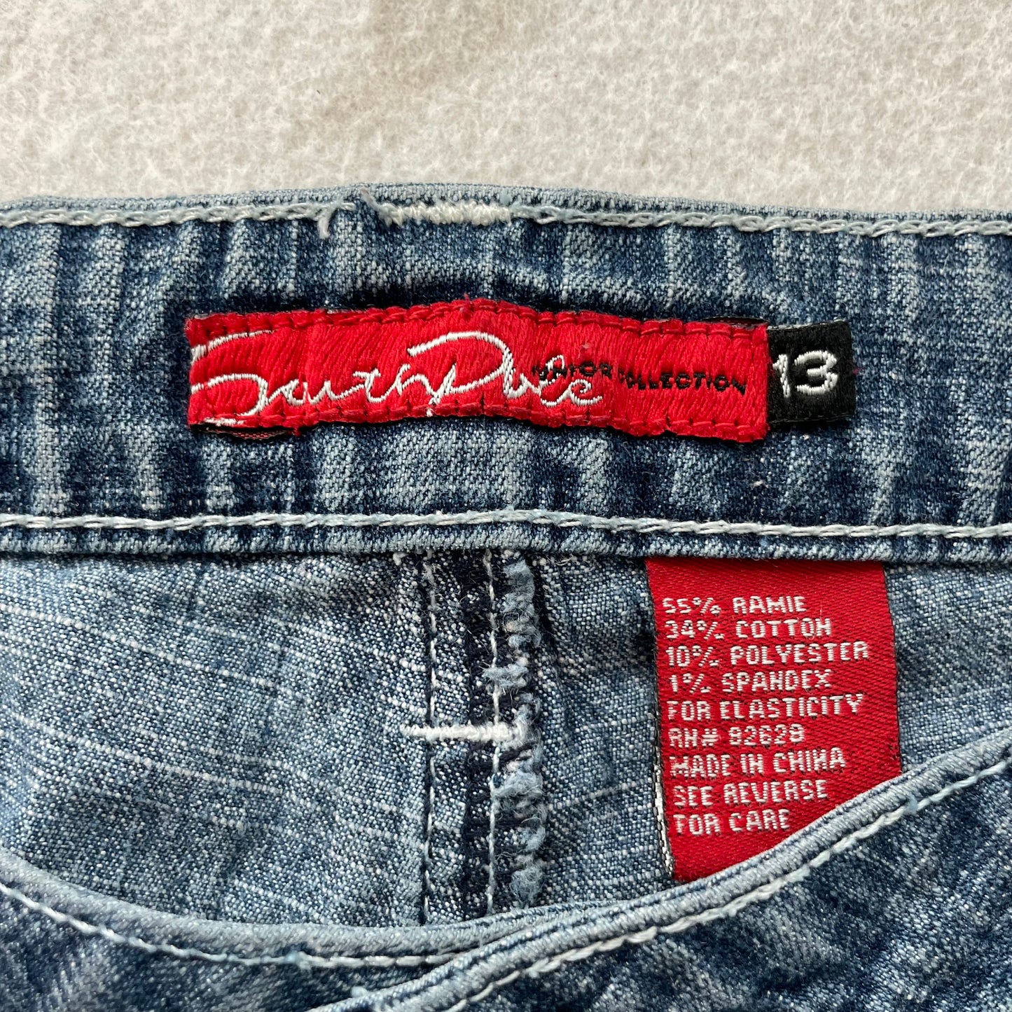 South Pole Junior Collection Blue Denim Flare Jeans Graphic Script Logo Size 13