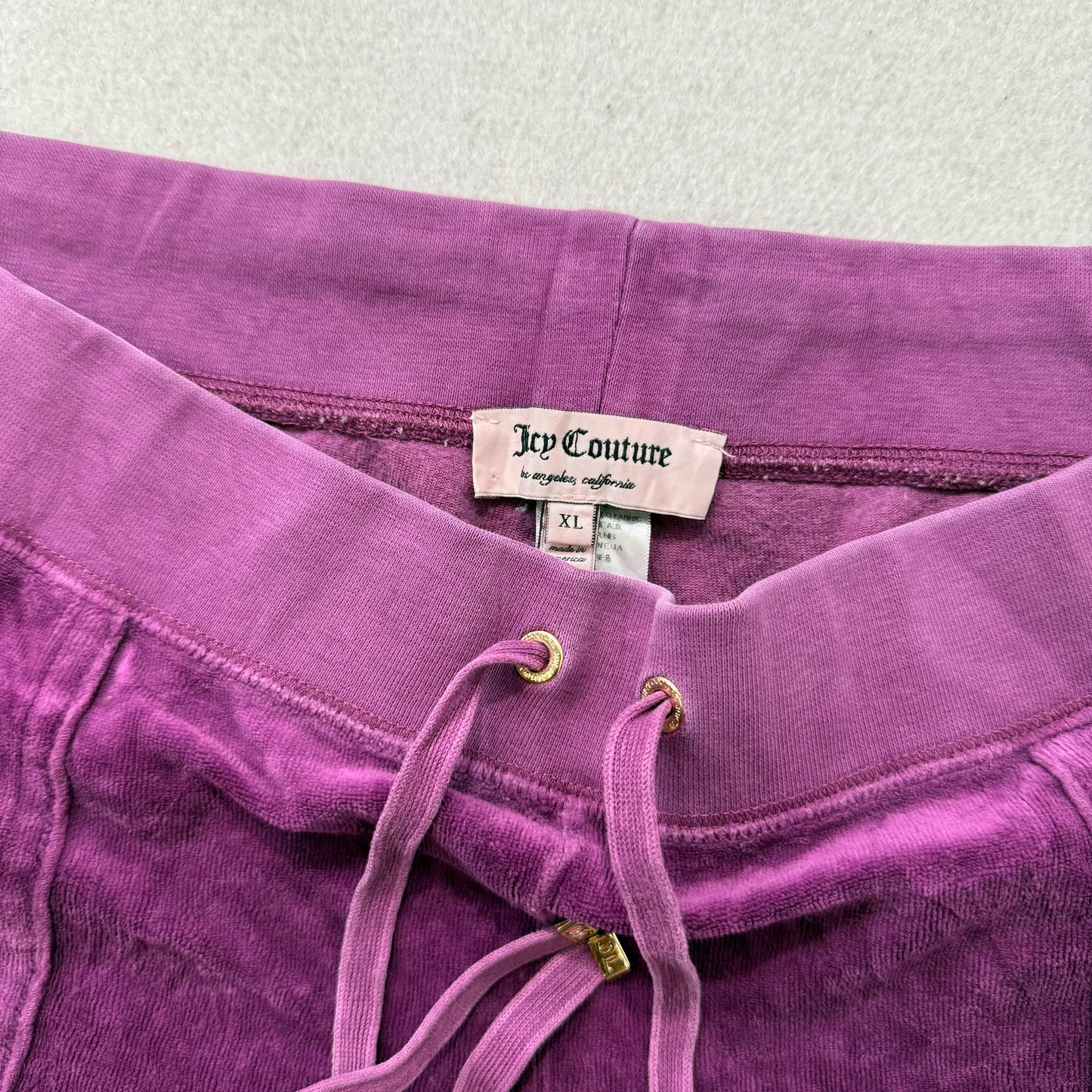 Juicy Couture Women's Plum Velour Flared Track Pant Button-Flap Pockets Size XL