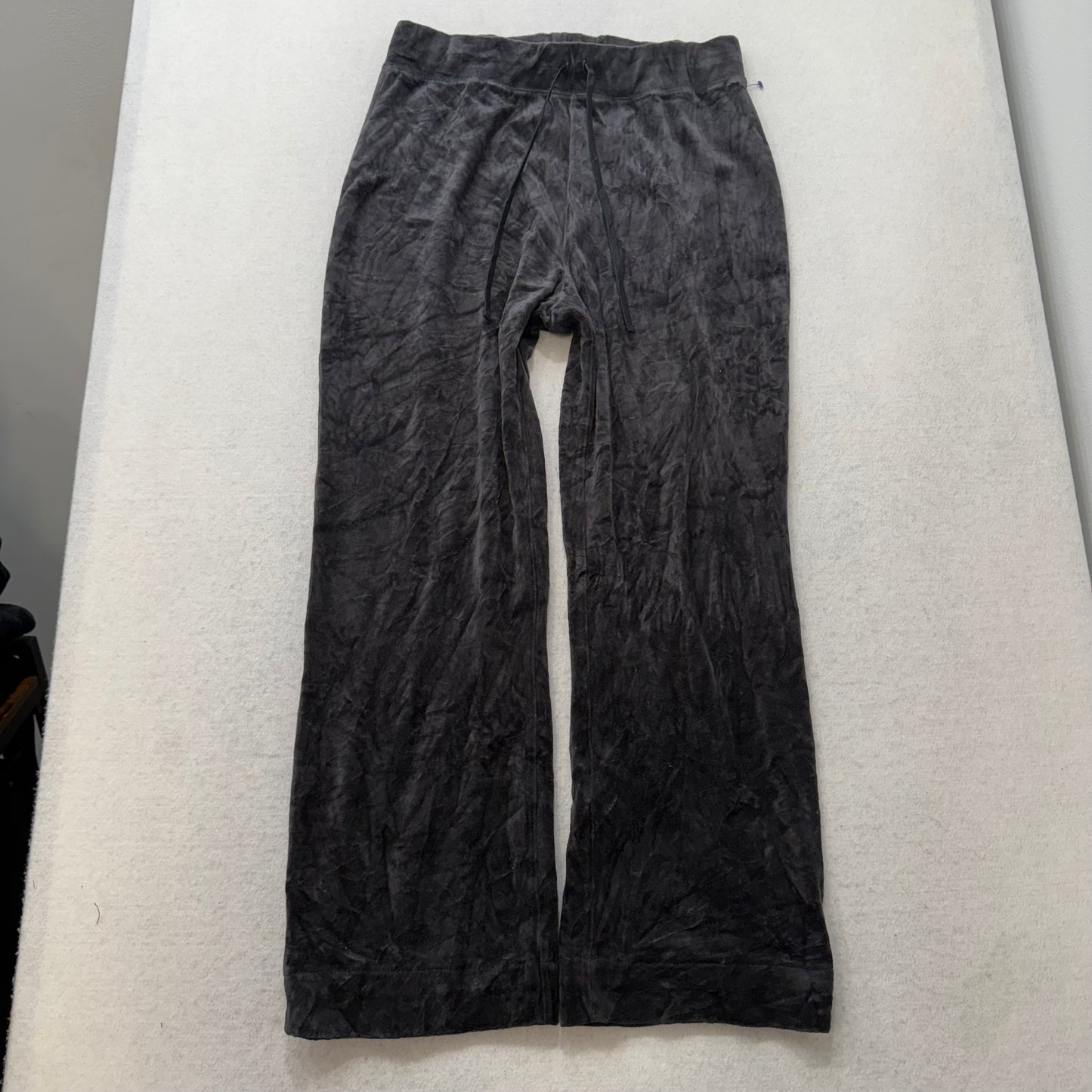 Juicy Couture Faded Black Velour Tracksuit Set Zip Up Hoodie & Flare Pant Size M