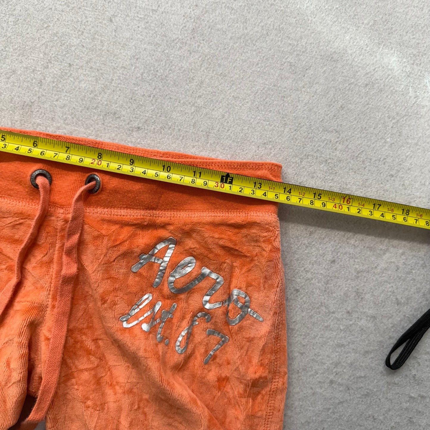 Aéropostale Women's Bright Tangerine Velour Flared Track Pant Logo Y2K Size 2XS
