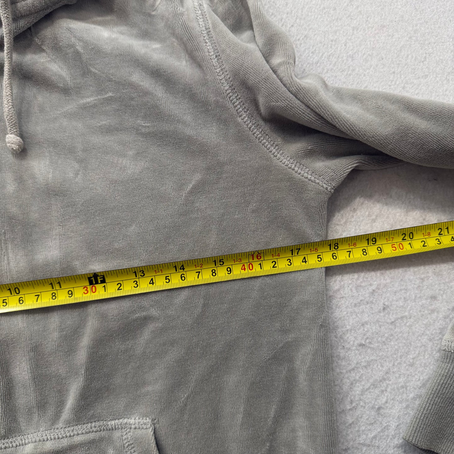 Vintage Juicy Couture Womens Gray Velour Zip-Up Hoodie Drawstring Pockets Size L