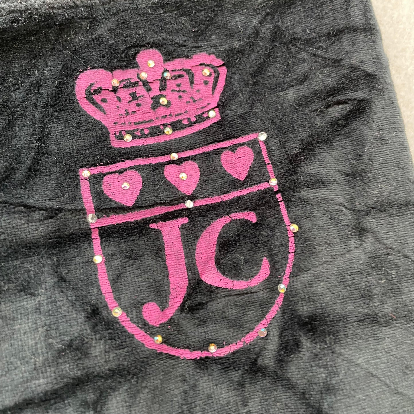 Juicy Couture Women's Charcoal Velour Flared Track Pant Rhinestones Logo Size M