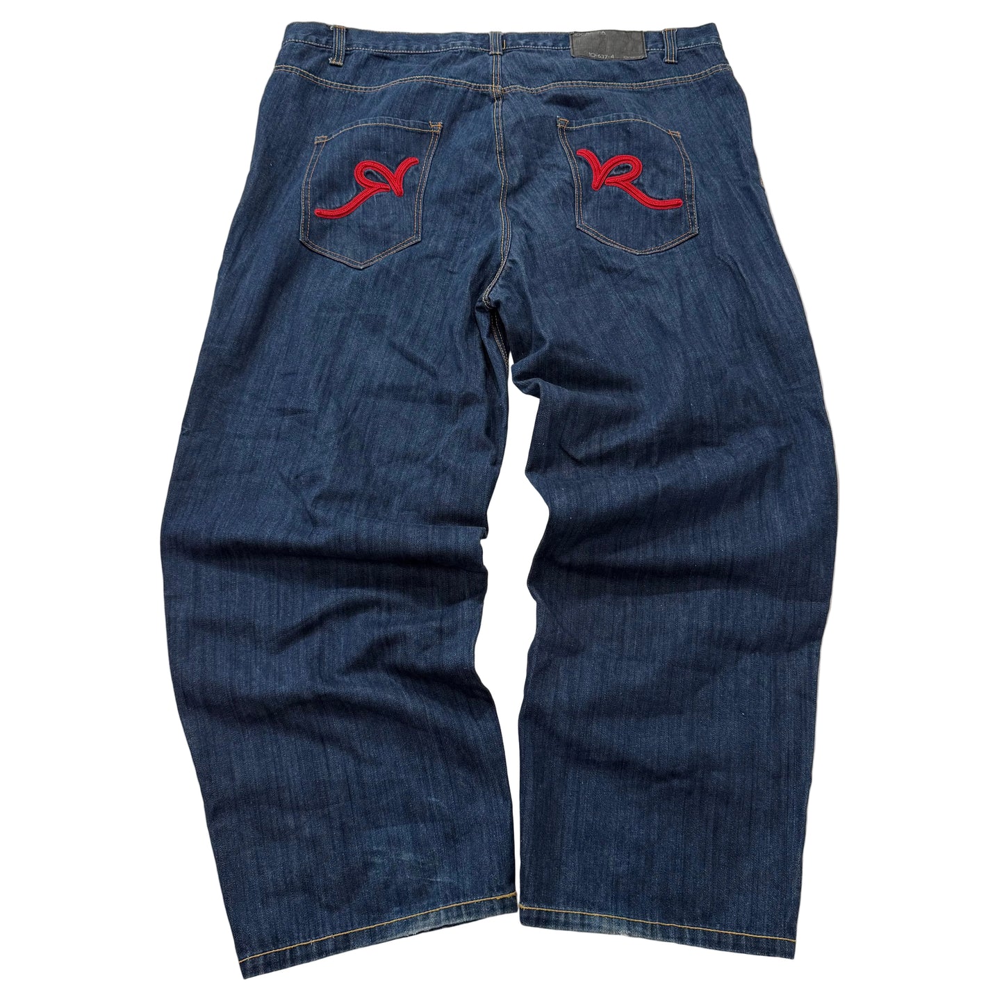 Rocawear Blue Baggy Regular Fit Denim Jeans Embroidered Back Pockets Size 46