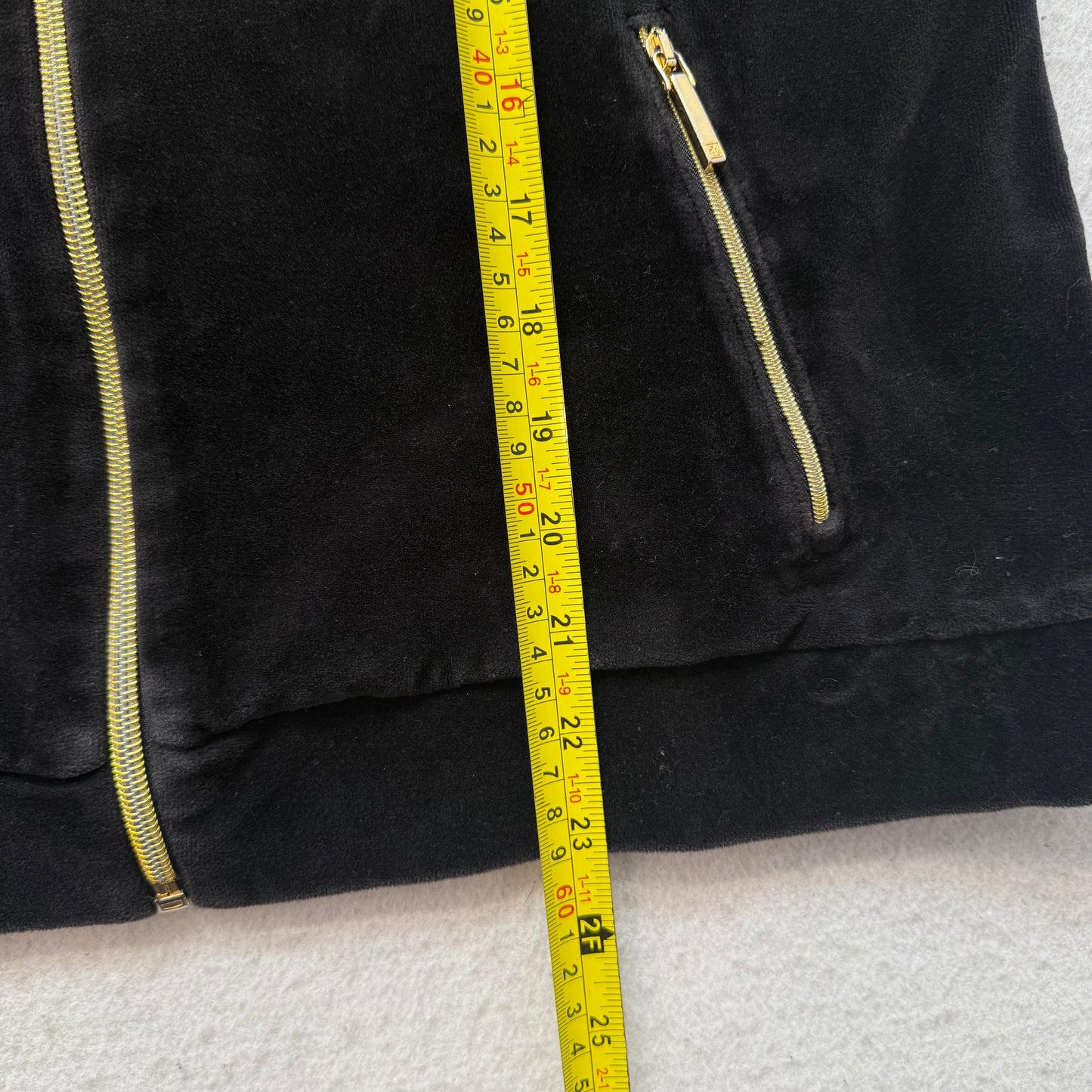 Lauren Ralph Lauren Women's Black Velour Full Zip Hoodie Zip Pockets Y2K Size L