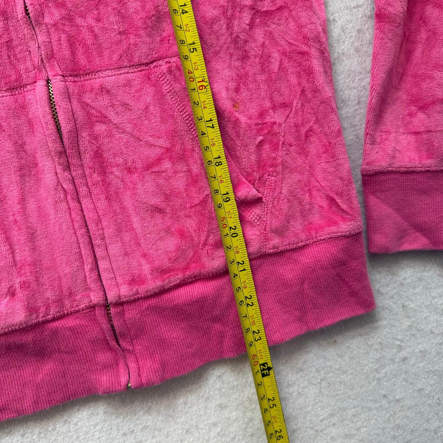 Victoria's Secret PINK Women's Hot Pink Velour Zip-Up Hoodie Gold Sequin Size S