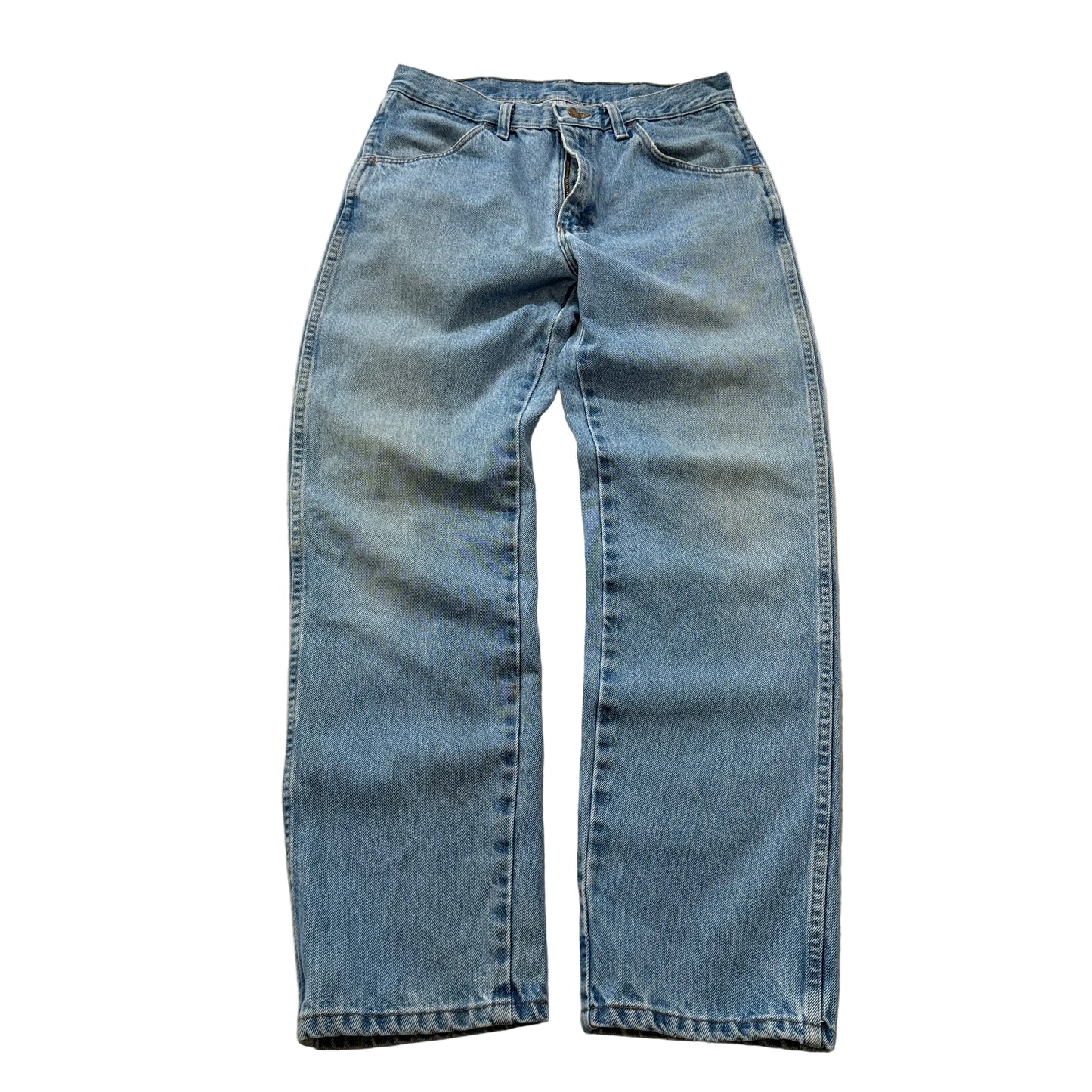 Rustler Men's Blue Denim Jeans Straight Fit Pockets Zip-Fly Classic Size W30