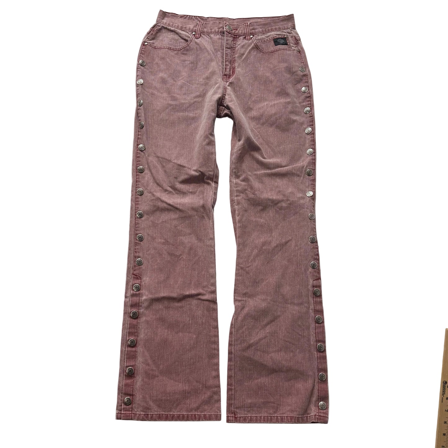 Vintage Harley-Davidson dusty rose snap button pants size 30