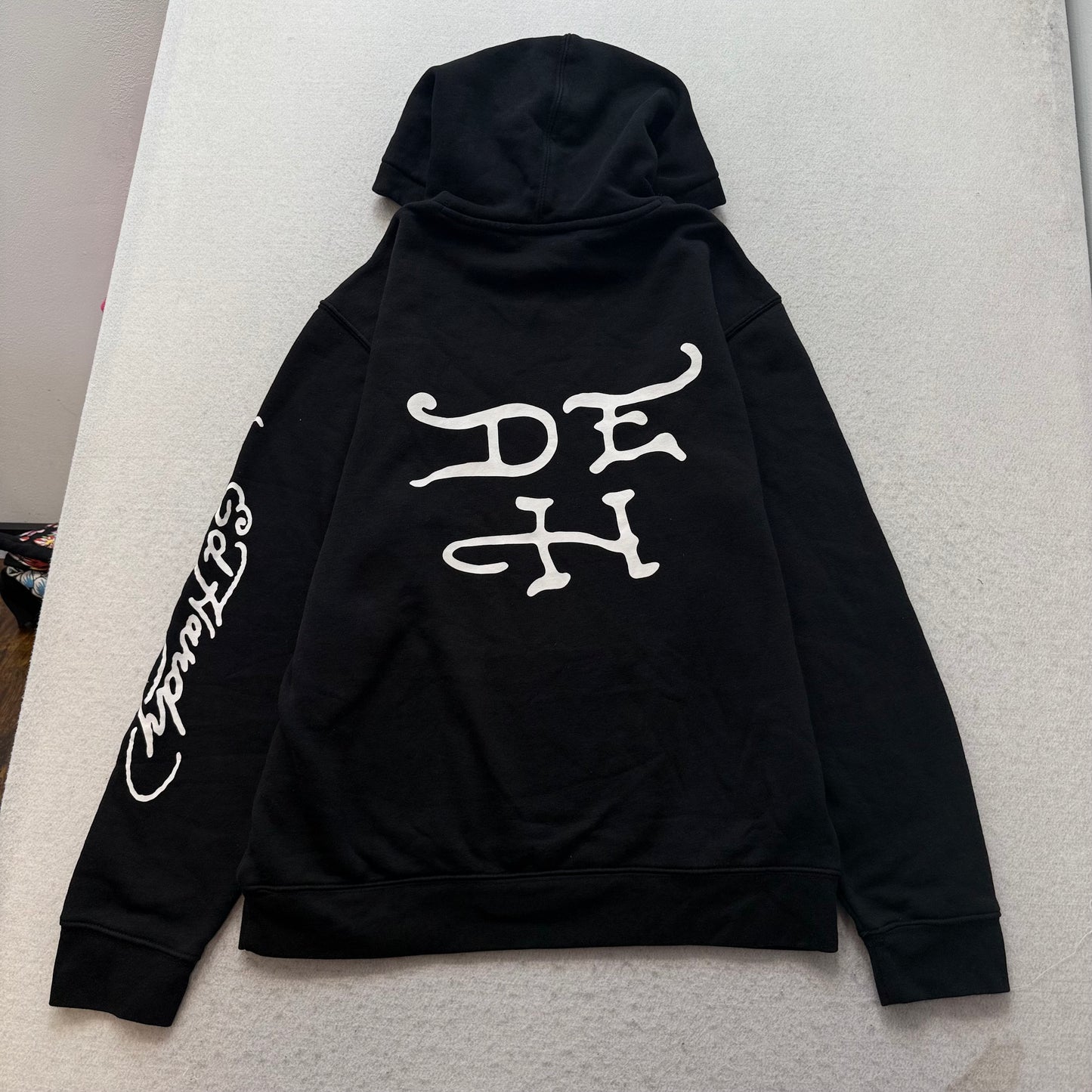 Ed Hardy Men's Black Pullover Hoodie Long Sleeve Spellout Graphic Logo Size M