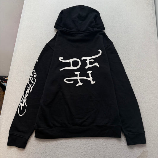 Ed Hardy Men's Black Pullover Hoodie Long Sleeve Spellout Graphic Logo Size M