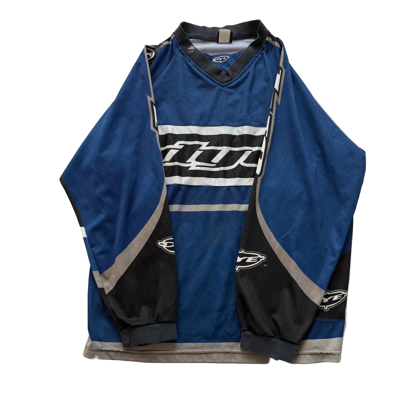 Dye Men's Navy Black Polyester Paintball Jersey Long Sleeves V-Neck Size XL