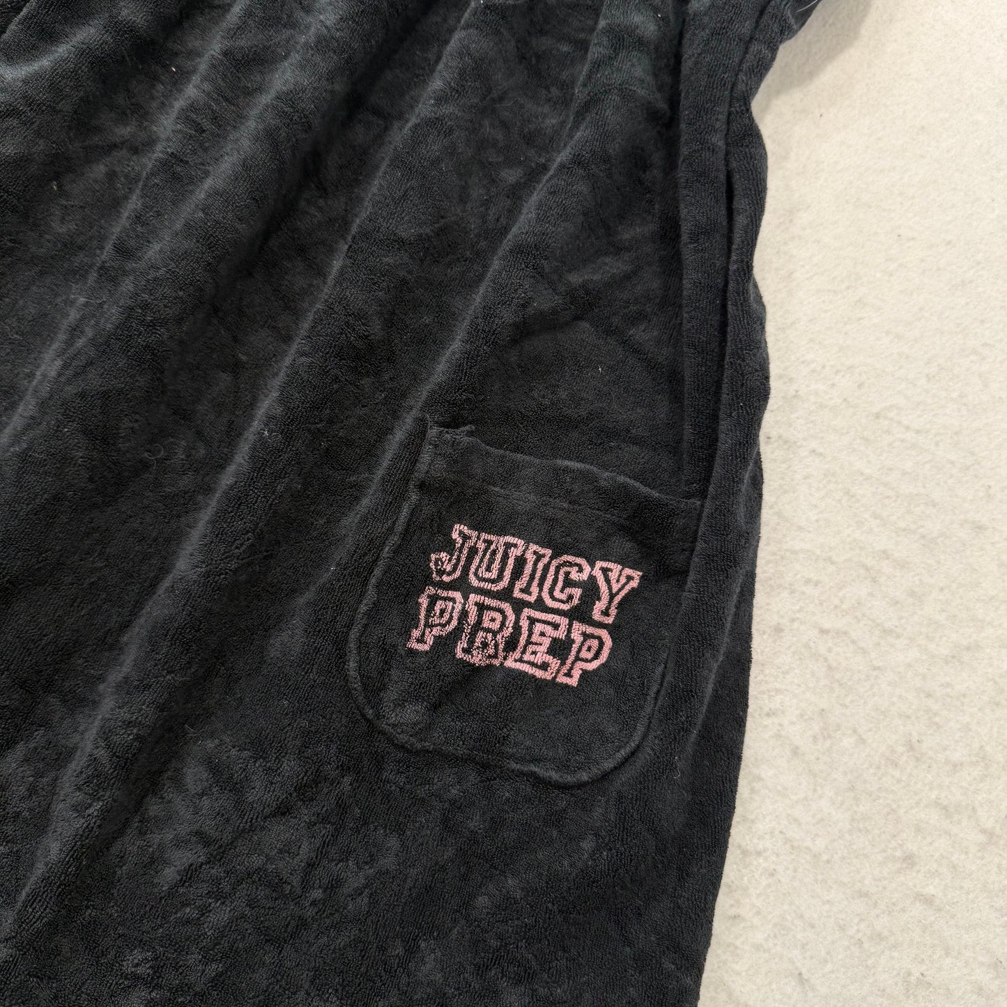 RARE Juicy Couture Juicy Prep Women Black Terry Cloth Smocked Tube Dress Size XL