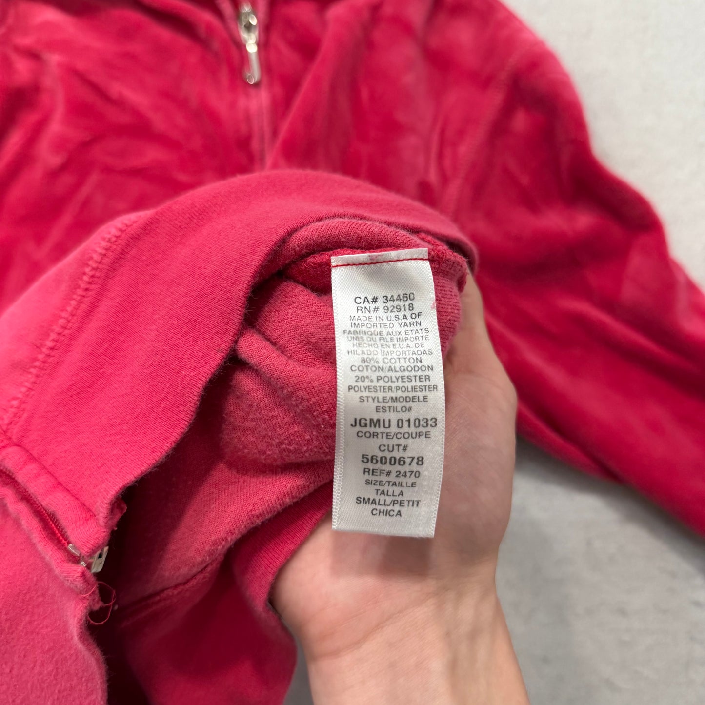 Vintage Juicy Couture Scottie Dogs Women's Hot Pink Velour Zip-Up Hoodie Size S