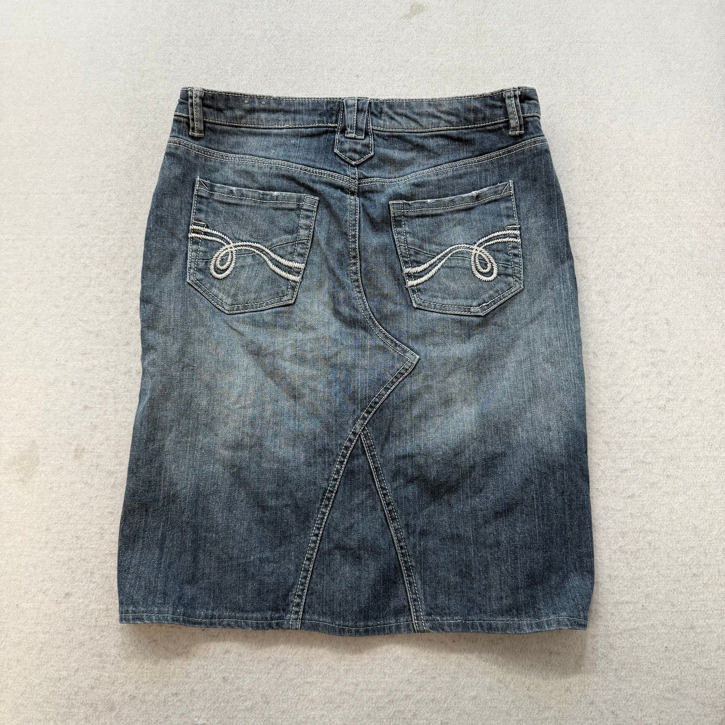 Z.Cavaricci Women's Blue Denim A-Line Straight Skirt Pockets Preppy Y2K Size 30