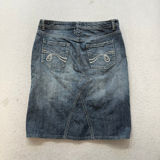 Z.Cavaricci Women's Blue Denim A-Line Straight Skirt Pockets Preppy Y2K Size 30