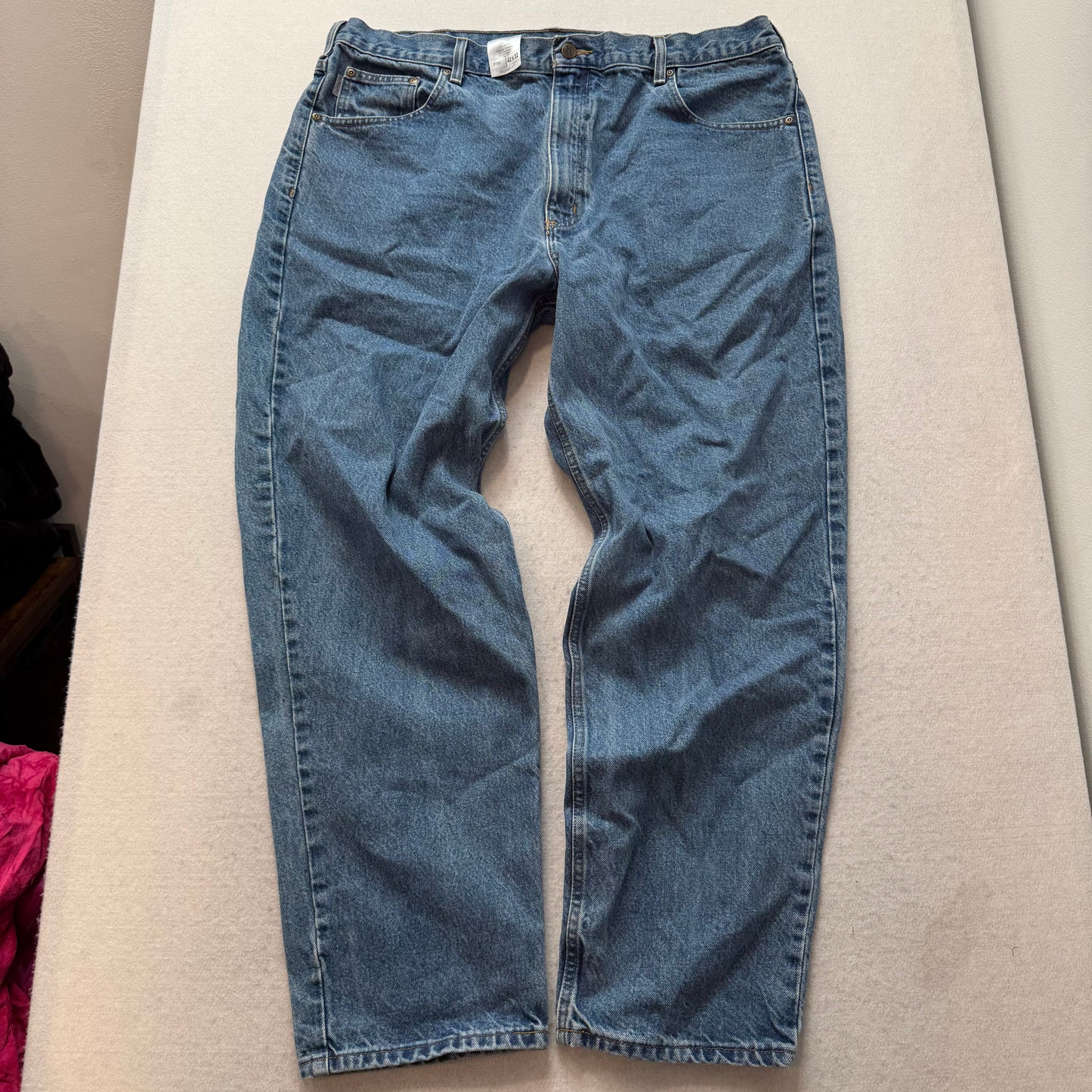 Carhartt Men's Medium Stone Wash Denim Straight Relaxed Fit Jeans Y2K Size 42