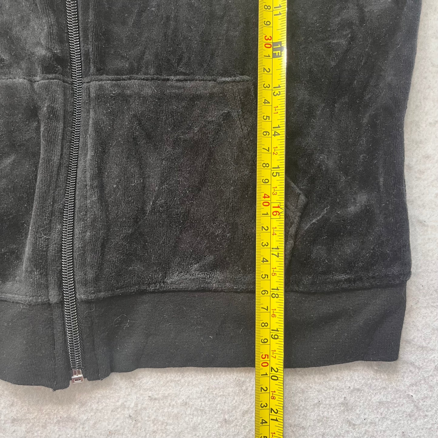 Juicy Couture Women's Black Velour Tracksuit Set Hoodie & Graphic Pant Size M/S