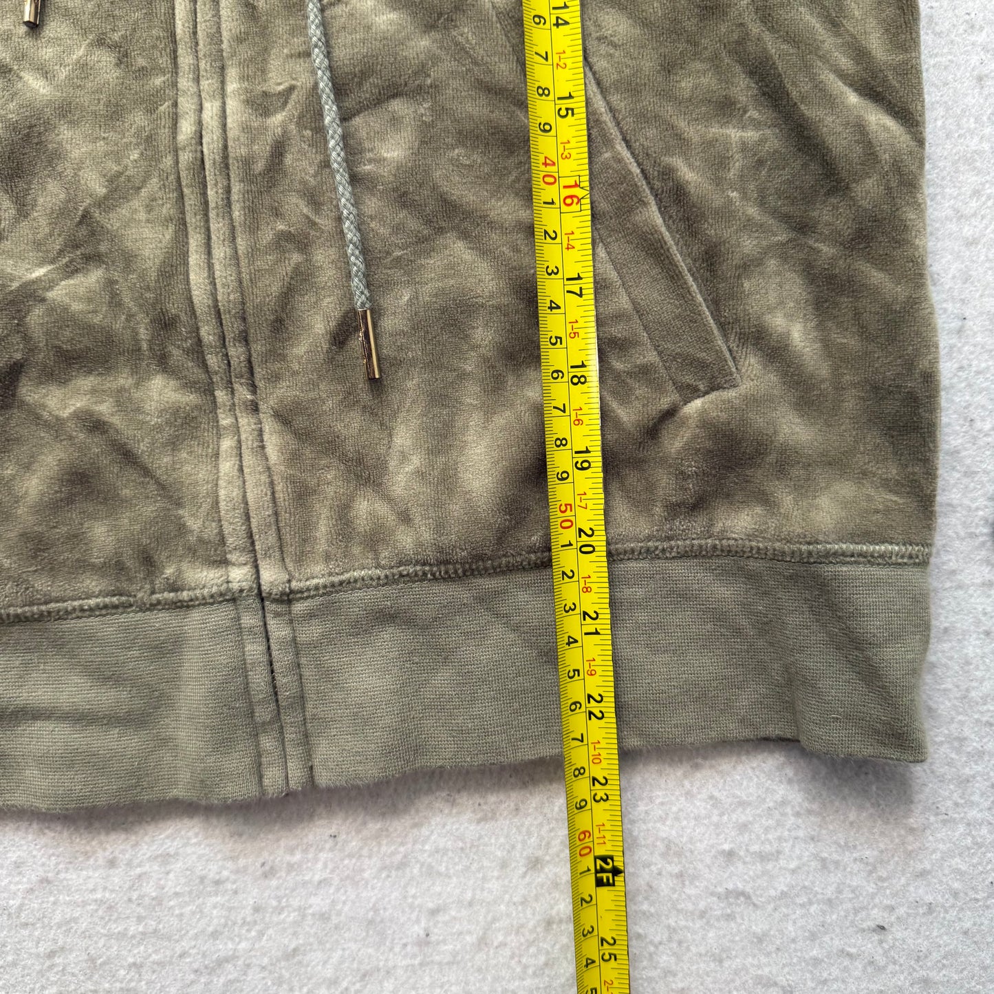 Juicy Couture Womens Light Olive Velour Tracksuit Set Hoodie & Pant Y2k Size L/M