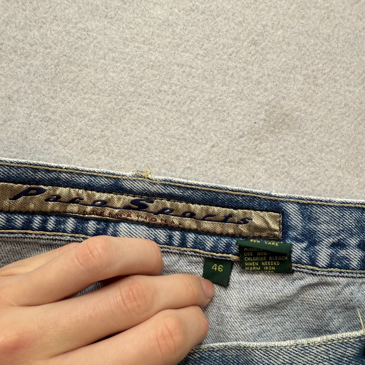 Paco Sports Men's Light Wash Blue Denim Baggy Wide Leg Carpenter Jeans Size 46